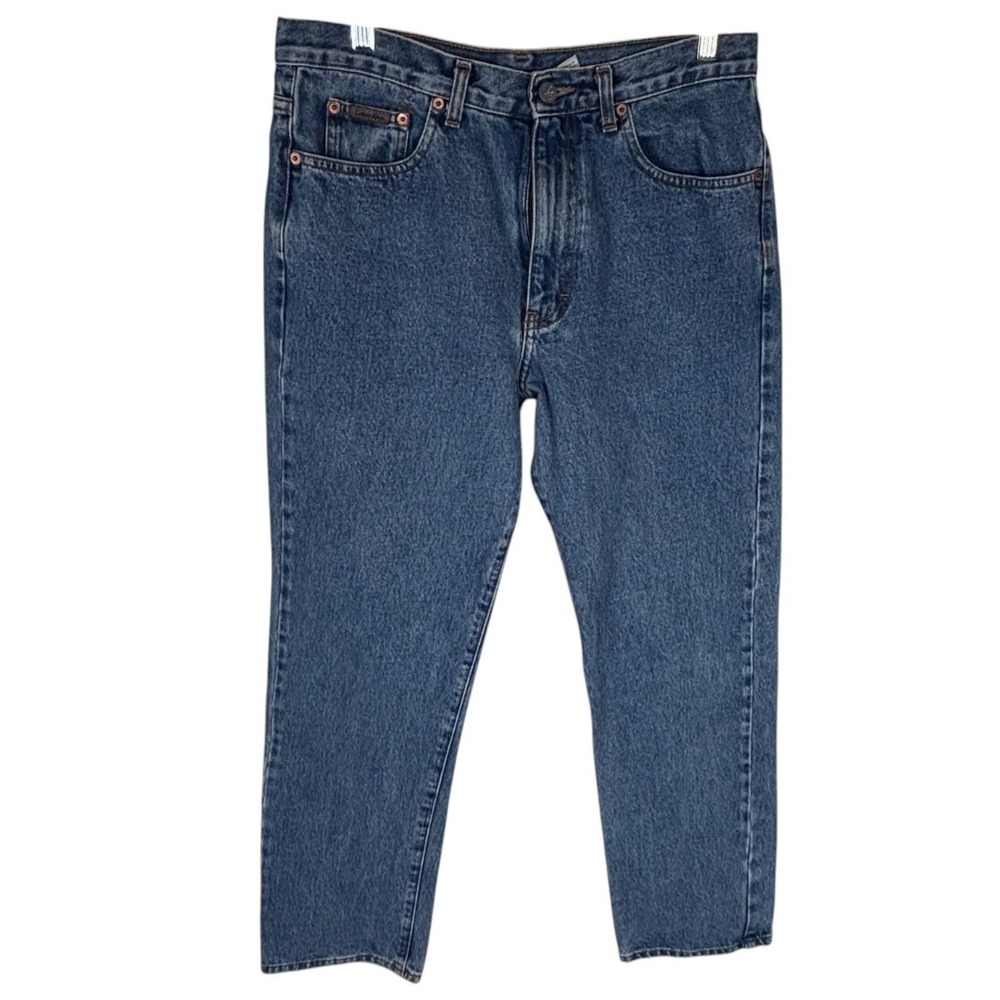 Vtg 90s CalvinKlein CK Jeans Sz 11 High Waist Mom Jeans Dbl Stonewash Taper‎